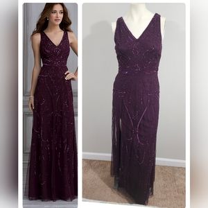 Adrianna Papell platinum evening gown merlot purple bridal  women's size‎ 12